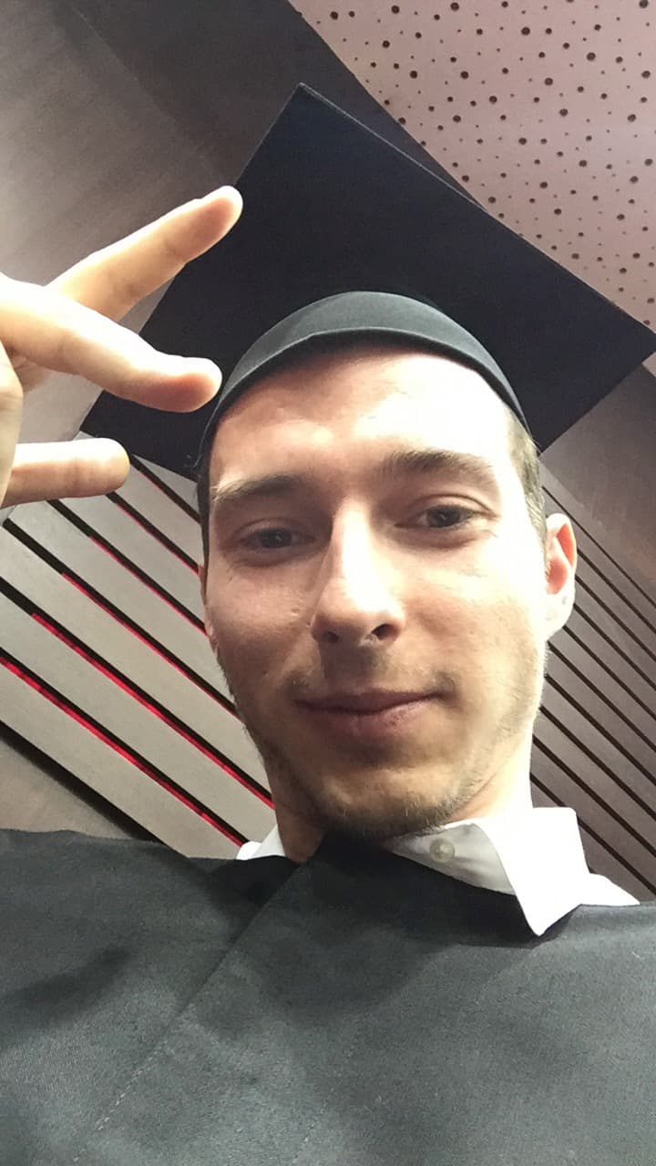 Simeon Krastev graduating with his Marketing degree